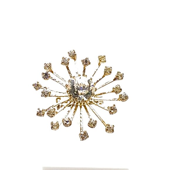 Vintage Rhinestone Starburst Brooch Pin - Picture 2 of 3
